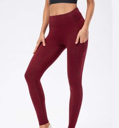 LL Yoga Suit Plush Align Leggings Fleece High Waisted With Side Pocket Multiple For Running Cyclin Pants Autumn and Winter1564