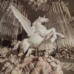 Large flying horse ornaments FRP resin horse sculpture crafts wedding props wedding stage layout dream flying horse walkway pillar stand 105