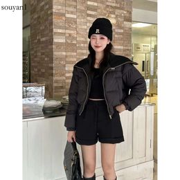 2023 Autumn/winter New MIU Home Letter Print Large Lapel Short Women's White Duck Down Slim Fit Coat