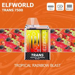 Elfworld Trans 7500 Puff Disposable Vape Pen Cigarette 2%2%5% Nicotine With Rechargeable Battery Mesh Coil 15ml Prefilled Lost Wape Crystal Hookah Price Pod Vapein