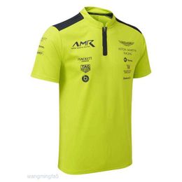 Men's T-shirts Outdoor T-shirts New F1 Racing Suit Aston Martin Team Standing Collar Polo Men's Short Sleeved Summer Breathable Shirt 9mwv