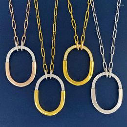 Pendant Necklaces European And American U-shaped Lock Ring Buckle Elliptical Exaggerated Versatile Men's Women's