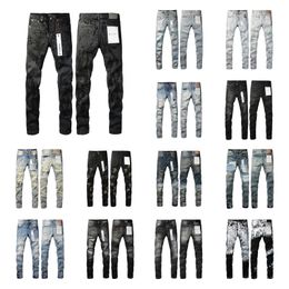 Men's Jeans Purple Designer Men's Women's Leggings Ripped Embroidery Painting Slim Straight Leggings Fashion Menswear Trend Brand Vintage Pants Motorcycle