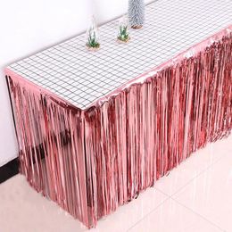 Table Skirt 275x75cm Party Decoration Foil Fringe Metallic Tinsel For Wedding Birthday Baby Shower