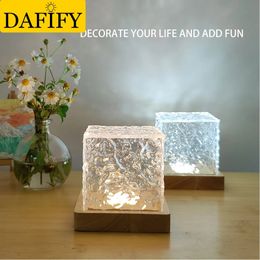 Decorative Objects Figurines LED USB Crystal Table Lights Water Wave Night Lights Flame Atmosphere Lamps Flame Room Bedroom Bedside Bar Decor Lighting Lamp 231207