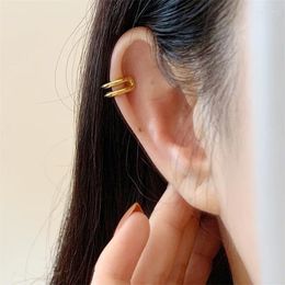 Stud Earrings PVD Plated Stainless Steel Non Pierced Cartilage Earring Ear Cuffs Round Circle Clip Hollow Gold Jewelry Women Party Gift