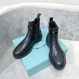 2024 novas botas chelsea botas grossas sapatos de inverno das mulheres botas de couro do plutônio preto feminino outono moda plataforma botas