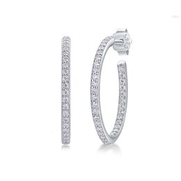 Fine Jewellery 925 Sterling Silver 2cm Moissanite Hoop Earrings Men Women