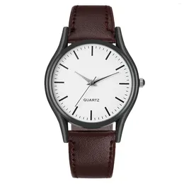 Wristwatches Valentines Couple Watches Minimalist Round Dial Leather Strap Quartz Wrist Watch For Men Women Lovers