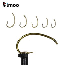 Fishing Hooks Bimoo 500PCS #8 - #16 Down Eye Curved Shank Bronzed Fly Tying Hook for Scud Shrimp Grubs Pupae San Juan Worms Nymphs Fish Hook 231204