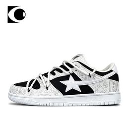 Dress Shoes Cashew Flowers Graffiti Patchwork Casual Shoes Men Vintage Hip Hop Star Patch Sneakers Anti-slip Sports Running Shoes Unisex 231207