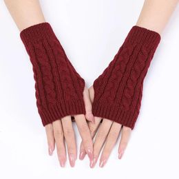 Knee Pads Y2K Long Fingerless Gloves Women Mitten Winter Arm Warmer Knitted Sleeve Casual Soft Girls Goth Clothes Punk Gothic Glove