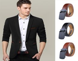 Young Bussiness Alloy Automatic Buckle Belt DoubleLayer Embossing Process Leather Belt For Men Advanced Business Male9897176