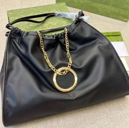 Evening Bags Blondie shoulder bag real leather crossbody strap leather trim Cotton linen lining Round Interlocking designer luxury bagsCrossbody Chain Tote bag