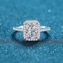 1.0ct 2.0ct Radiant/emerald Cut Moissanite Diamond Ring for Wedding Engagement Women Vintage 925 Sterling Silver