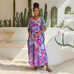 Women's Swimwear Beach Dresses Purple Flower Tie Dye Cover Ups For Women Summer Holiday Bathing Suits Factory Supply Sales