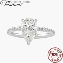 Solitaire Ring Trumium 2CT 925 Sterling Silver Engagement Rings for Women Water Drop Gemstone Simulated Moissanite Wedding Band Cubic Zirconia YQ231207