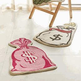 Carpets Purse Shaped Rug Soft Fur Area Rugs Girl Makeover Carpet Bedside Bedroom Home Living Room Floor Dollar Money Bag Decoration 231207