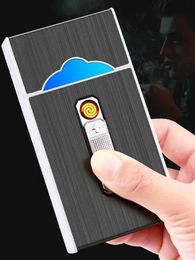 New USB Rechargeable Cigarette Case Lighter 20pcs Thin Pack All-in-One