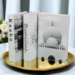 Decorative Objects Figurines Kaaba Mosque Arch Moroccan Islamic Book Storage Box Fake Books For Decoration Coffee Table Living Room Home Decor 231207