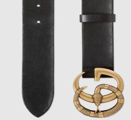 Leather belt with Double buckle with snake Reversible Belt New Official Men Belt With Box8910217