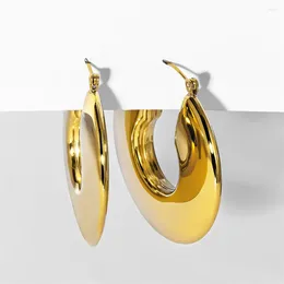 Hoop Earrings Dckazz Hollow Round Earring Luxurious Shining Stainless Steel Gold Plated Temperament Jewellery For Woman