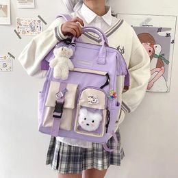 School Bags 2023 Fashion Women Candy Color Laptop Backpacks Cute Kawaii High For Teenage Girl Japanese Travel Camping Backpack