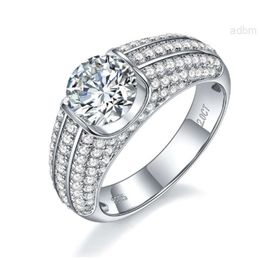 High Quality Luxury Men's 925 Sterling Silver 1ct 2ct Moissanite Diamond Ring Women's Wedding Couple