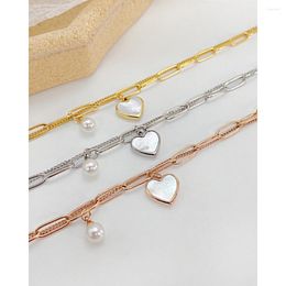 Link Bracelets Love Heart Necklace High-end Stainless Steel Titanium Jewellery Double-layer Pearl Bracelet For Women Vintage Fashion Accessory