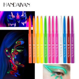 Eye Shadow/Liner Combination Handaiyan 12 Colours UV Neon Eyeliner Gel Pencil Face Painting Pigment Waterproof Eye Liner Halloween Cosmetic 231207