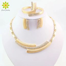 Wedding Jewellery Sets Fashion Bridal Crystal African Beads Dubai Gold Colour Statement Jewellery Costume 231207