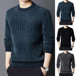 Men's Sweaters Men Crewneck Sweater Solid Colour Thick Knitted Round Neck For Fall/winter Long Sleeve Plus