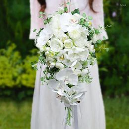 Wedding Flowers Bouquet Mariage Bride Water Drop Holders Bridesmaid White WAS10182