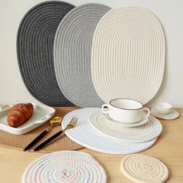 Cups Saucers Rope Woven Thermal Insulation Placemat Europe America Home Kitchen Cotton Meal Mat Dining Table Decor Cup Coaster Pot Pad 231206