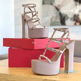 platform Gladiator Sandals Pumps shoes Women's Thick bottom and thick heel Cage type Luxury Designers Dress Evening factory footwear