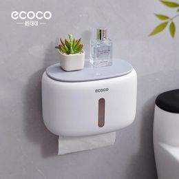 Toilet Paper Holders ECOCO Holder No Drill Tissue Hanger WC Rolhouder Waterproof Multifunctional Automatic Opening Bathroom Accessories 231207