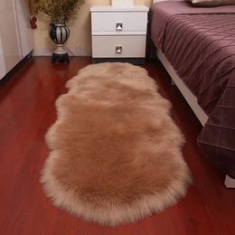 Carpet Plush Soft Sheepskin Bedroom Carpet Imitation Wool Pad Long Hair Bedside Mat Sofa Cushion Rugs Living Room Fur Carpet 231206