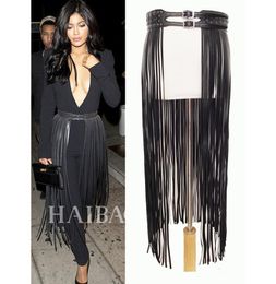 Fantastic Fringe Black Leather Designer Belts for Women Long Tassels Pin Buckle Corset Belt Spot on trendy BG006 C190103014930949