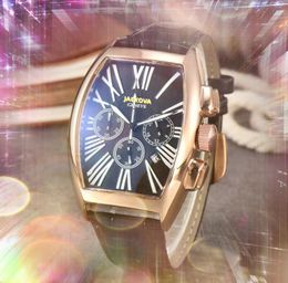 2024 Super Big luxury Fashion Quartz mens watch black silver rose gold case leather strap Sports clock waterproof full functional presidet bracelet watches gifts