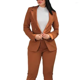 Running Sets Women Formal Suit Double-breasted Women's Coat Pants With High Waist Slim Fit Lapel Jacket For Business