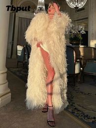 Women's Leather Faux Winter Fake Furry Fur Coat Women White Long Sleeve Fluffy Jacket Outerwears Lady Fashion Streetwear Coats 2023 231207