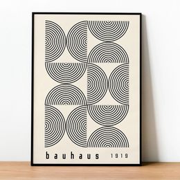 Paintings Bauhaus Abstract Line Art Canvas Painting Contemporary Print Vintage Exhibition Poster Black Beige Wall Pictures Home Decor 231207