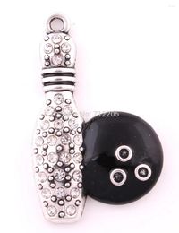 Pendant Necklaces 20pcs A Lot Antique Silver Colour Zinc Studded With Sparkling Crystals Bowling Pin And Ball Crystal