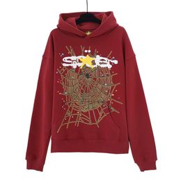 2023 Sp5der designer red hoodie men sweatshirt top quality sweat shirt youth pop fashion trend loose long-sleeved hoodie with print pant hoodie set man size S-XL