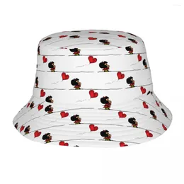 Berets Summer Beach Hatwear Mafalda Heart Merch Bucket Hat Harajuku Teen Sun Hats Cartoon Irish Country Fishing Caps Camping