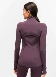 L-72 Autumn Winter Zipper Define Jacket Quick-Drying Outfit Yoga Clothes Long-Sleeve Thumb Hole Training Running Women Piglulu Slim