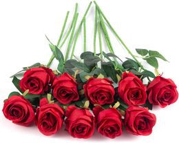 Red Rose Silk Artificial Roses Flowers Bud Fake Flowers for Home Valentine's Day gift Wedding Decoration indoor Decoration