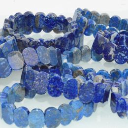 Loose Gemstones Natural Lapis Lazuli Flat Oval Beads Bracelet 10x14mm No Colot Treatment