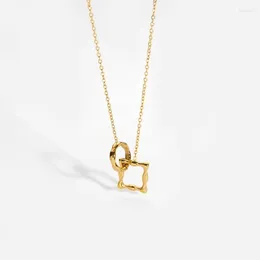 Pendant Necklaces Korean Basic Gold Plated Stainless Steel Geometric Circular Square Clasp Necklace Jewellery Wholesale Drop