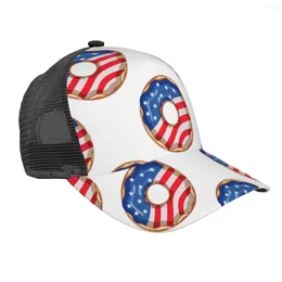Ball Caps Summer Unisex Baseball Cap Male Female Breathable Mesh Snapback Hat Donut With The American Flag Casual Sport